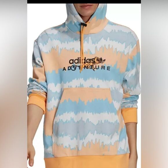 New Adidas Adventure Zig Zag Lizard hooded Hoodie Sweatshirt jacket pullover L - Picture 1 of 4